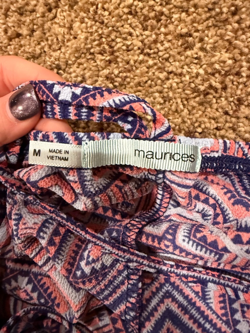 Maurices Navy, Pink & White Patterned Halter Top - Picture 2 of 2